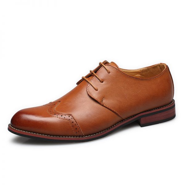 Men Brogue Cap Toe Carved Dress Oxfords Business Formal Shoes