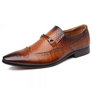 Men Brogue Cap Toe Stylish Wedding Party Slip On Dress Shoes