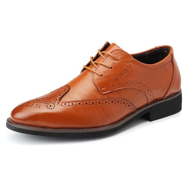 Men Brogue Carved Pointed Toe Lace Up Oxfords Formal Dress Shoes