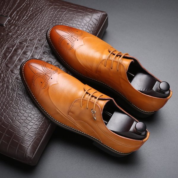 Men Brogue Carved Stylish Oxfords Lace Up Business Formal Shoes