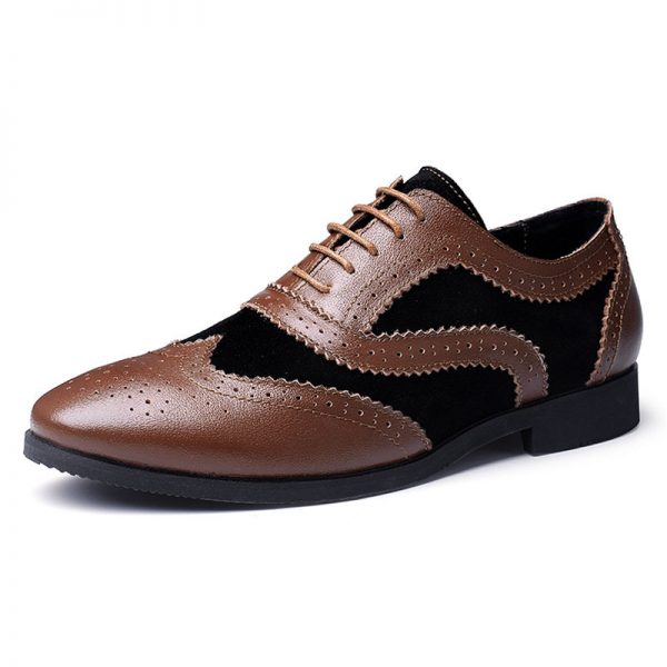 Men Brogue Color Blocking Stylish Oxfords Lace Up Business Formal Shoes