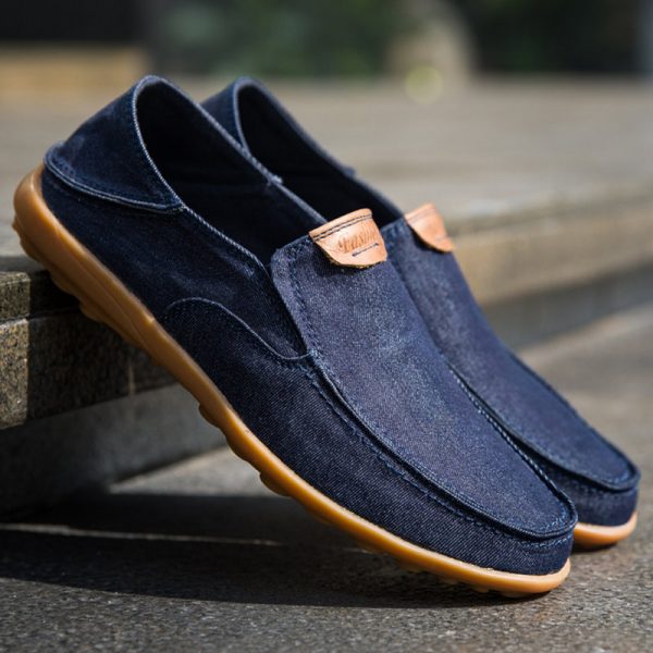 Men Canvas Collapsible Heel Non Slip Large Size Slip On Casual Shoes