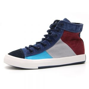 Men Canvas Color Blocking Slip Resistant Lace Up Casual Shoes