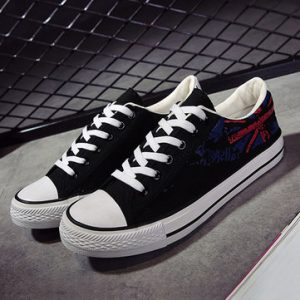 Men Canvas Low Top Lace Up Casual Flat Shoes