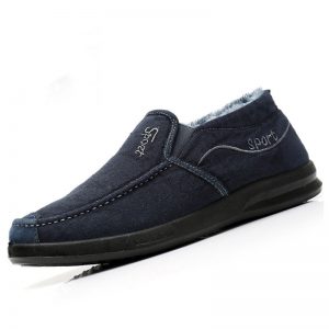 Men Canvas Plush Lining Slip On Warm Casual Shoes