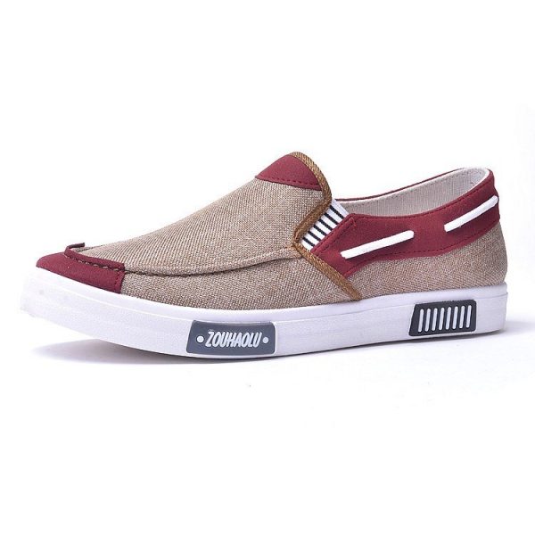 Men Canvas Splicing Flat Comfy Sole Slip On Casual Shoes