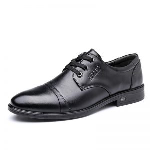 Men Cap Toe Lace Up Leather Soft Business Casual Formal Dress Shoes