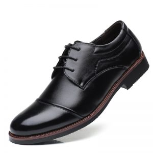 Men Cap Toe Leather Non Slip Large Size Casual Formal Shoes