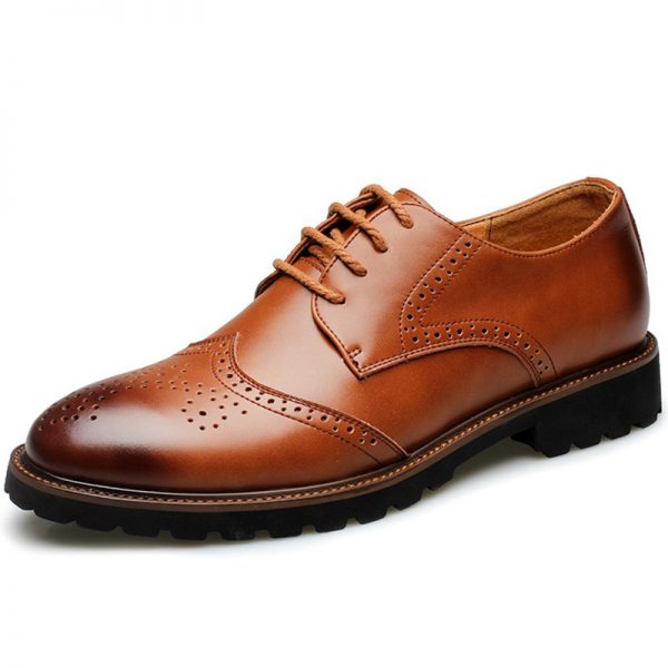 Men Carved Cow Leather Non Slip Soft Sole Brogue Casual Formal Shoes