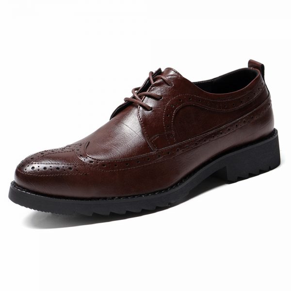 Men Carved Microfiber Leather Slip Resistant Brogue Casual Formal Shoes