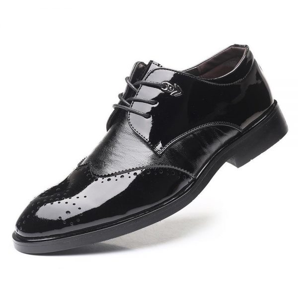 Men Carved Non Slip PU Leather Splicing Casual Formal Shoes