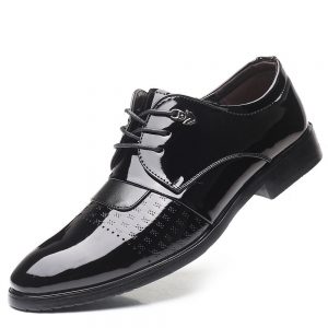 Men Classic Black Carved Lace Up Buisness Formal Casual Shoes