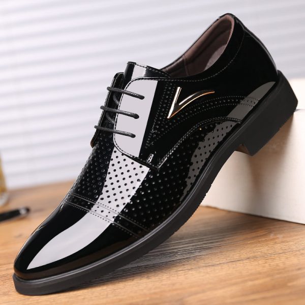 Men Classic Black Pointed Toe Lace Up Comfy Business Formal Shoes