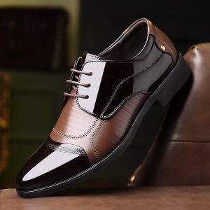 Men Classic Color Blocking Business Formal Dress Shoes