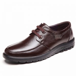 Men Classic Genuine Leather Lace Up Comfy Soft Business Casual Shoes