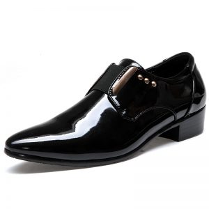 Men Classic Pointed Toe Elastic Band Slip On Formal Dress Shoes