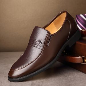 Men Classic Pure Color Slip On Comfy Business Casual Formal Shoes