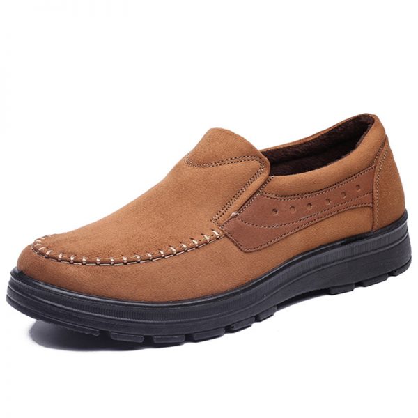 Men Cloth Hand Stitching Slip On Warm Lining Casual Shoes