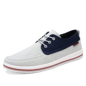 Men Color Blocking Canvas Breathable Lace Up Casual Shoes