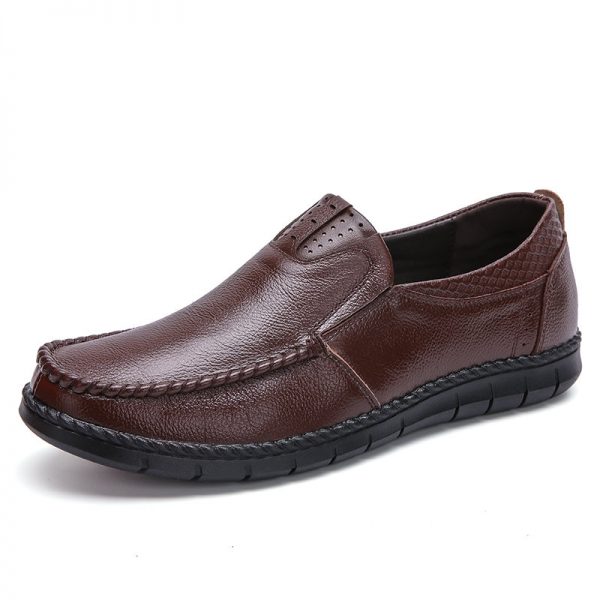 Men Comfy Cow Leather Soft Sole Slip On Driving Casual Shoes