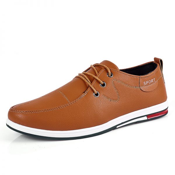 Men Comfy Round Toe Lace Up Soft Pu Leather Casual Shoes