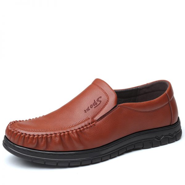 Men Comfy Round Toe Soft Slip On Diving Casual Leather Shoes