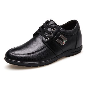 Men Cow Leather Increased Heel Lace Up Casual Shoes