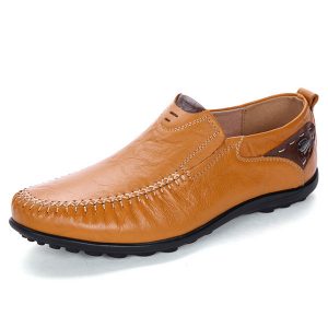 Men Cow Leather Large Size Soft Casual Driving Shoes