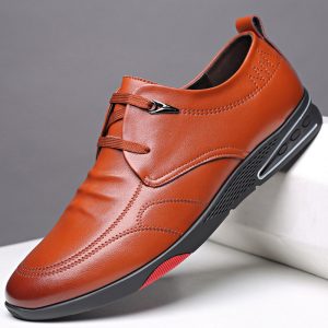 Men Cow Leather Non Slip Soft Sole Casual Driving Shoes