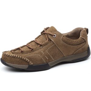 Men Cow Leather Wear-resistant Lace Up Outdoor Casual Shoes