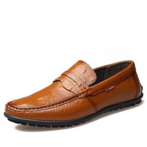 Men Crocodile Pattern Soft Slip On Doug Shoes Casual Leather Driving Loafers