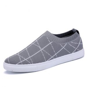 Men Elastic Flyknit Fabric Breathable Running Shoes Slip On Casual Sneakers