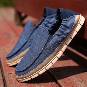 Men Fabric Splicing Breathable Slip On Soft Sole Casual Shoes