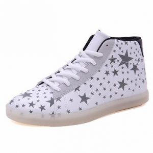 Men Fluorescent Light Up Star High Top Casual Lace Up Sport Shoes