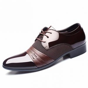 Men Formal Pointed Toe Lace Up Plaid Check Business Blucher Shoes