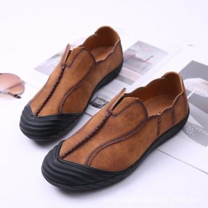 Men Genuine Leather Anti-collision Non-slip Slip On Soft Sole Casual Shoes