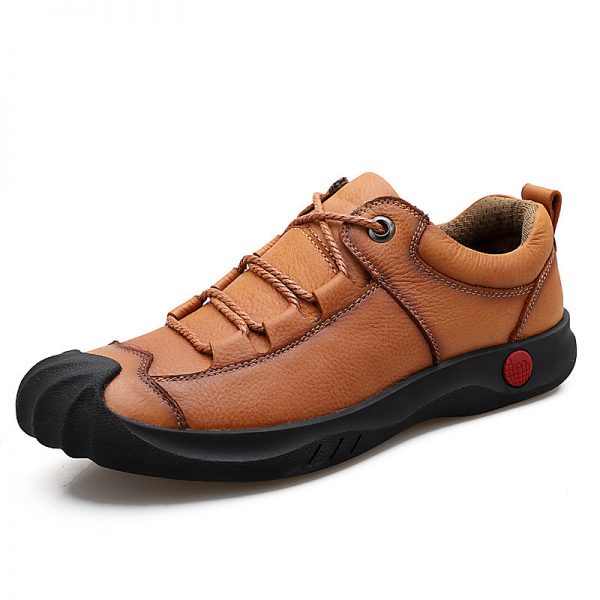 Men Genuine Leather Anti-collision Toe Comfy Soft Sole Casual Shoes