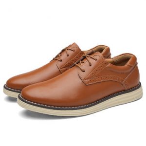 Men Genuine Leather Carved Pattern Casual Shoes