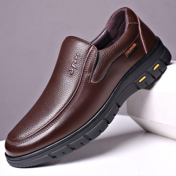 Men Genuine Leather Non Slip Slip-ons Soft Sole Casual Shoes