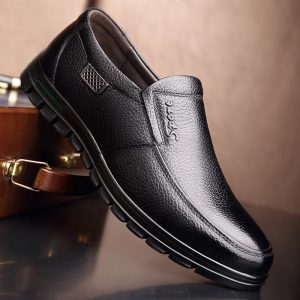 Men Genuine Leather Non-slip Soft Sole Casual Driving Shoes