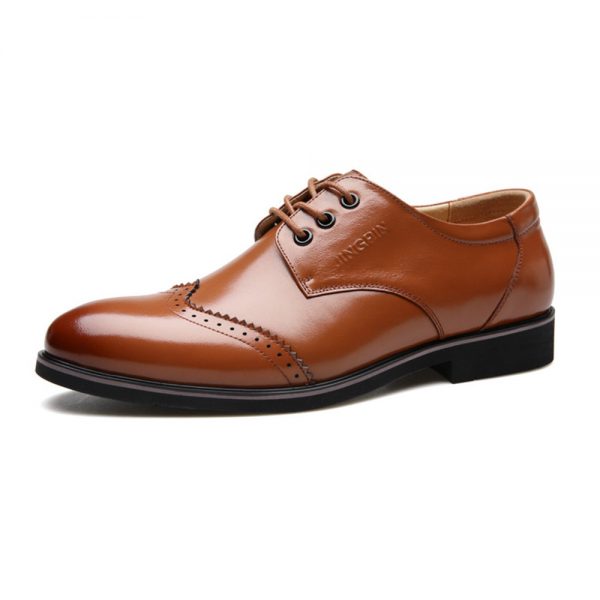 Men Genuine Leather Slip Resistant Brogue Formal Dress Shoes