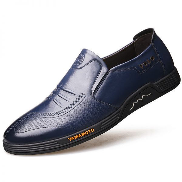 Men Genuine Leather Slip Resistant Slip On Casual Driving Shoes