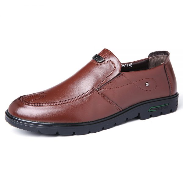 Men Genuine Leather Slip Resistant Slip On Soft Casual Shoes