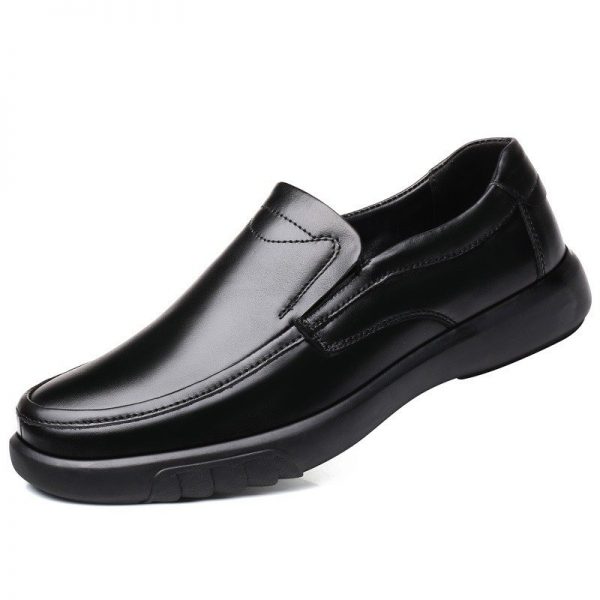 Men Genuine Leather Slip Resistant Slip On Soft Sole Casual Shoes