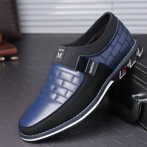 Men Genuine Leather Stitching Slip On Metal Decoration Non Slip Casual Shoes