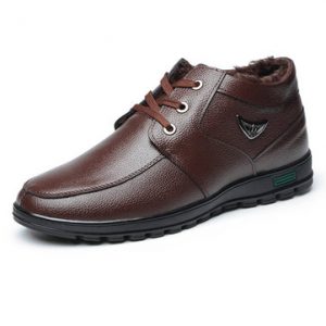 Men Genuine Leather Warm Plush Lining Shoes