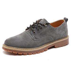 Men Genuine Leather Wear-resistant Lace Up Casual Tooling Shoes