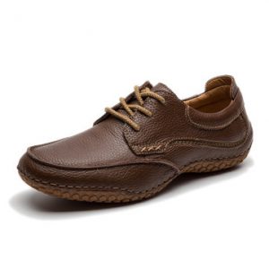 Men Genuiner Leather Lace Up Wear Resistant Outdoor Casual Shoes