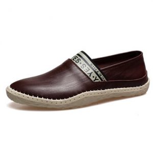 Men Hand Stitching British Style Doug Shoes Slip On Soft Leather Loafers