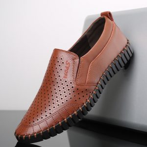 Men Hand Stitching Hole Leather Shoes